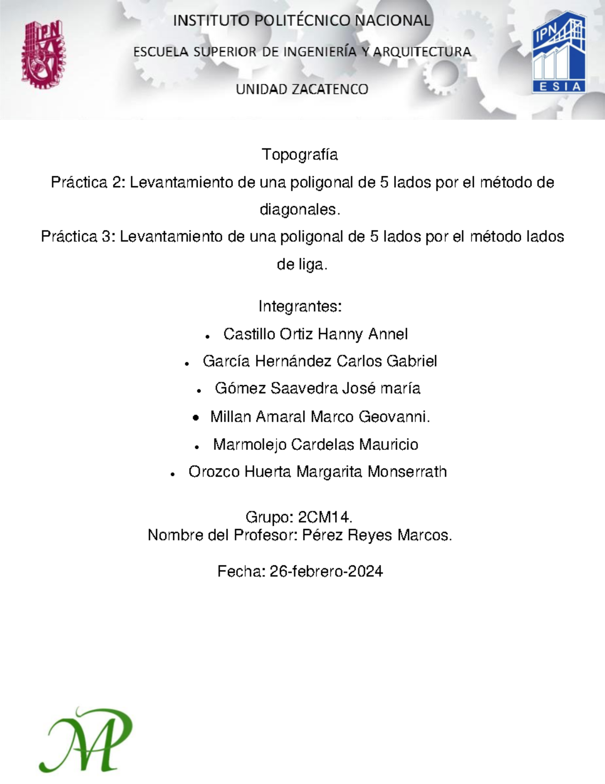 Topografía Práctica 2 ESIA ZAC - Topografía Práctica 2 : Levantamiento ...