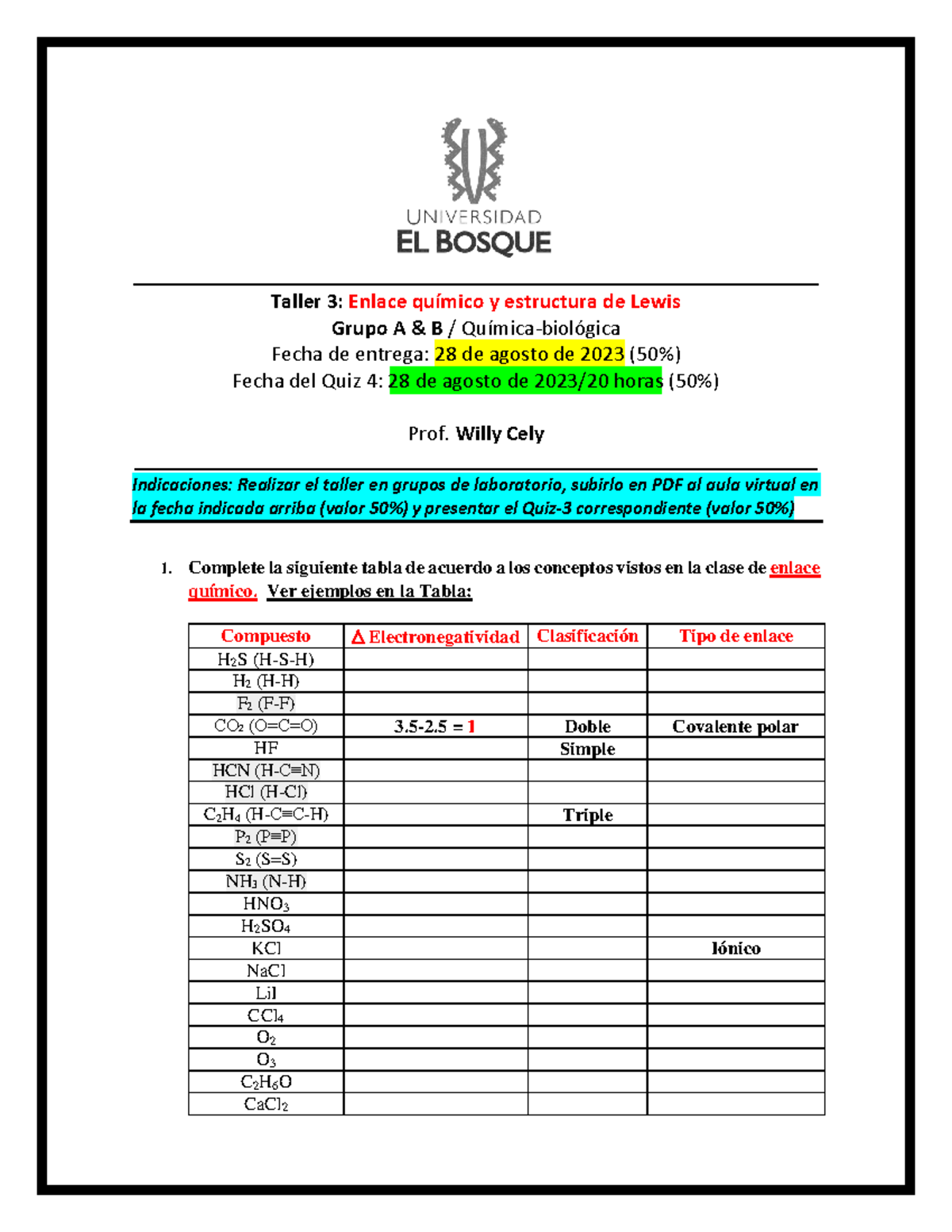 Taller 3- Enlace Químico-WFCV - Copy - - Studocu