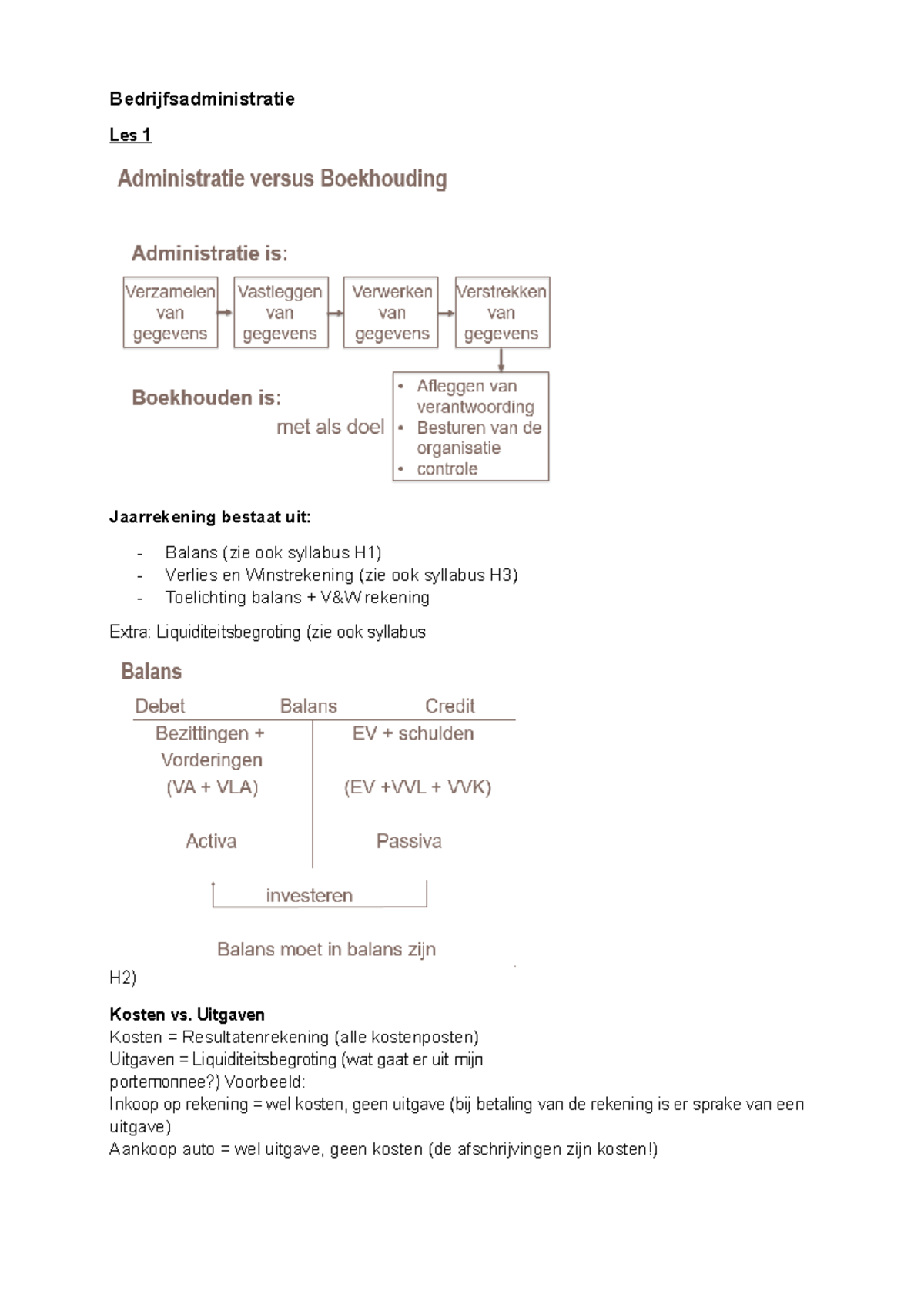 Bedrijfsadministratie Samenvatting - Bedrijfsadministratie Les 1 ...