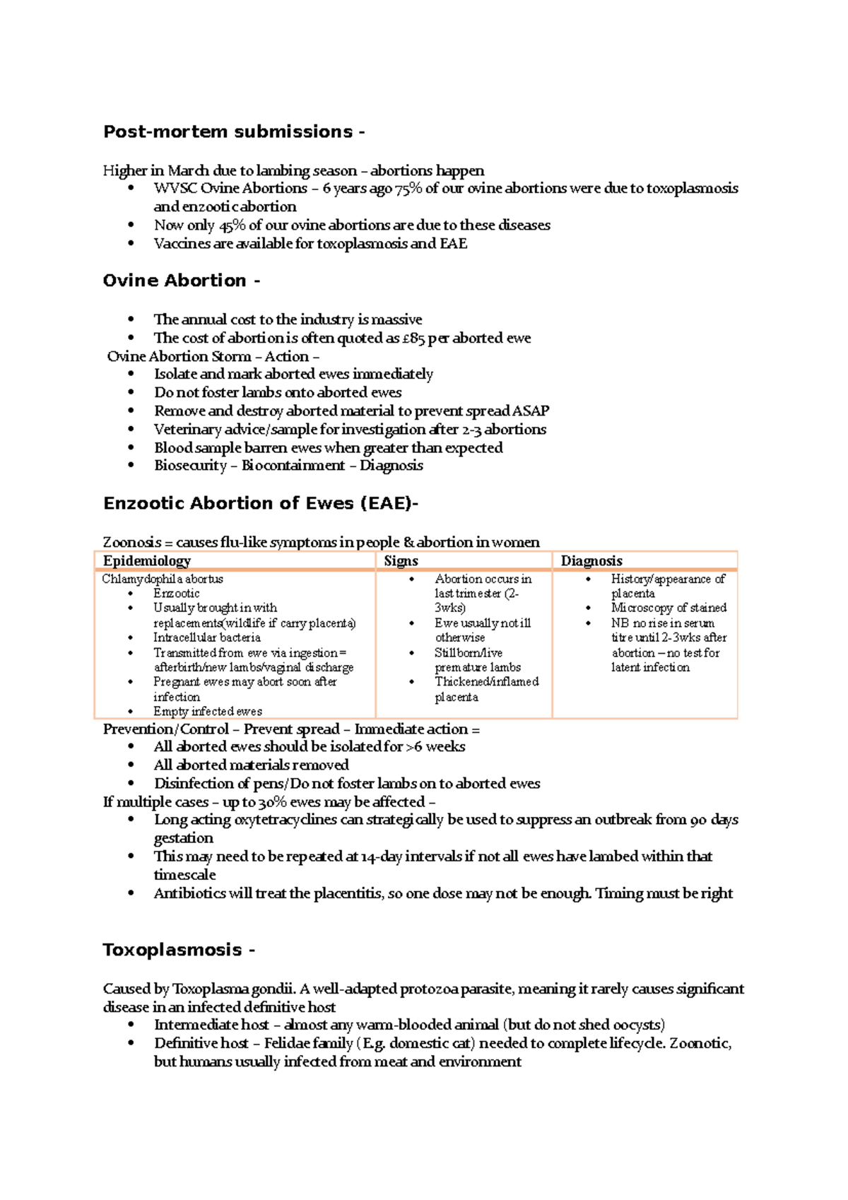Post mortems - Vet - Lecture notes - Post-mortem submissions - Higher ...