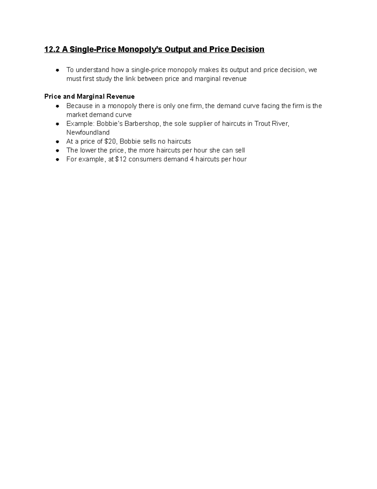 Chapter 12 - lecture notes - 12 A Single-Price Monopoly’s Output and ...