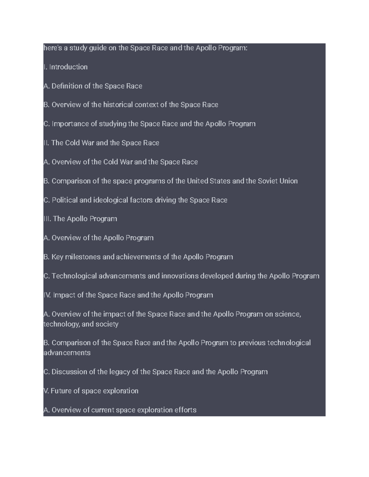 Apollo Introduction A. Definition of the Space Race B. Overview of