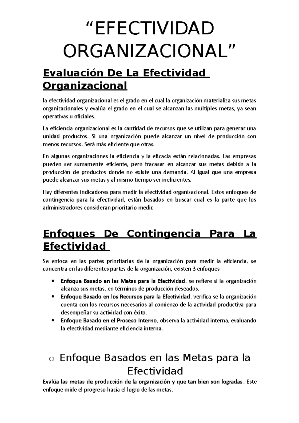 Efectividad Organizacional - La Eficiencia Organizacional Es La ...