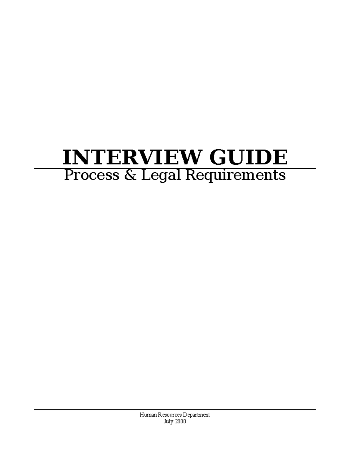 Interview Manual - Process & Legal Requirements Human Resources ...