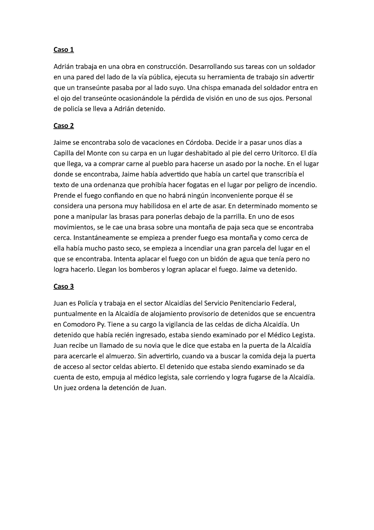 Casos Tipo Culposo-17 5 22 - Caso 1 Adrián trabaja en una obra en ...