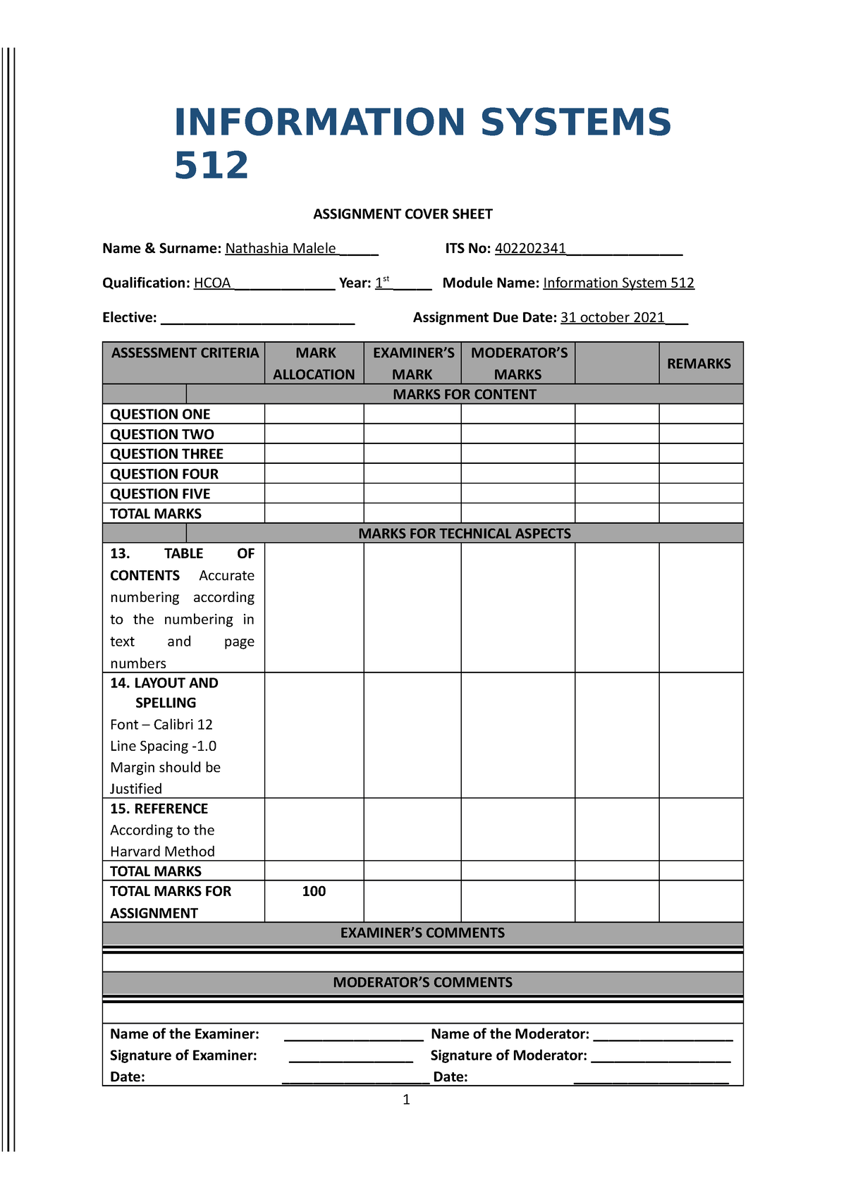 information system assignment 512