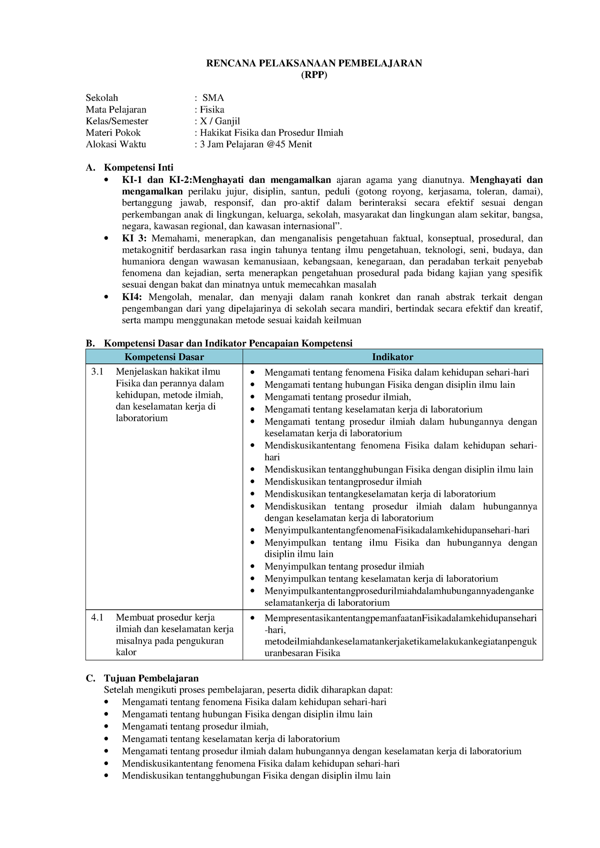 12. RPP 1 - Rpp - RENCANA PELAKSANAAN PEMBELAJARAN (RPP) Sekolah : SMA ...