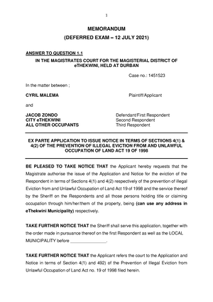 Notice Of Intention To Defend - Ac TAKE NOTICE THAT The Defendant ...