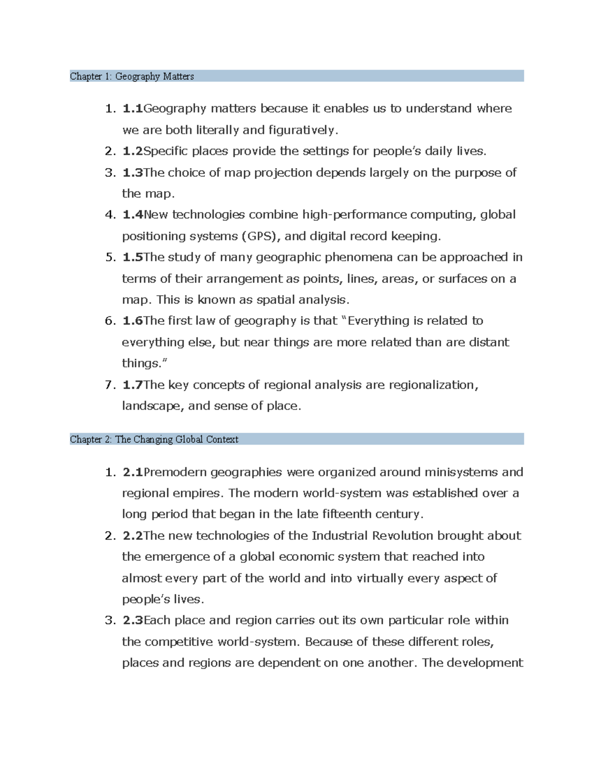 Geog100 Key Concepts 1 5 Chapter 1 Geography Matters 1 Matters