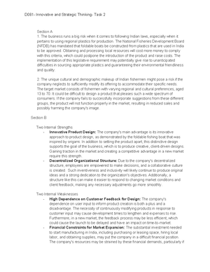 D081 Task 1 - Task 1- 1st attempt pass - Section A The company's ...