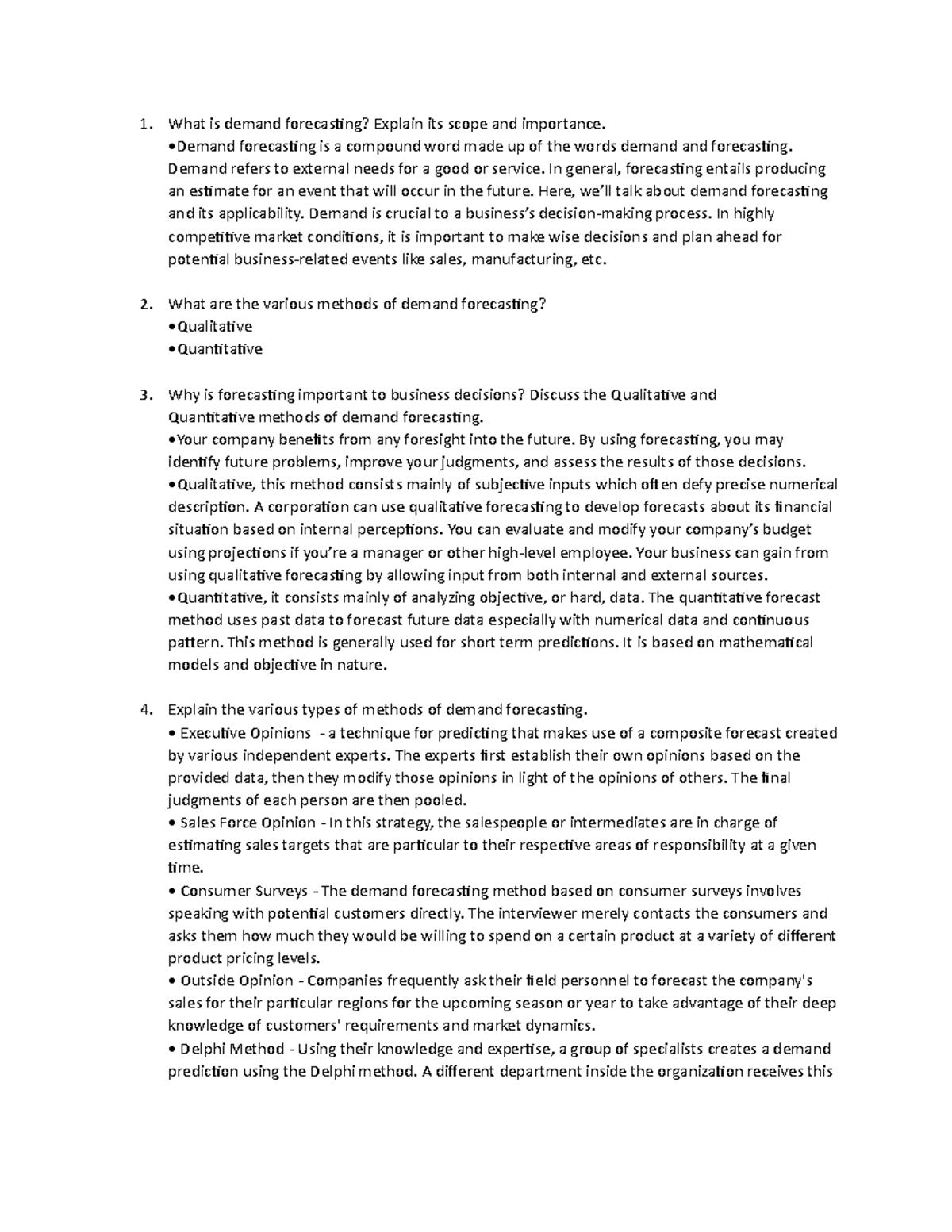 Operation Management - What is demand forecasting? Explain its scope ...