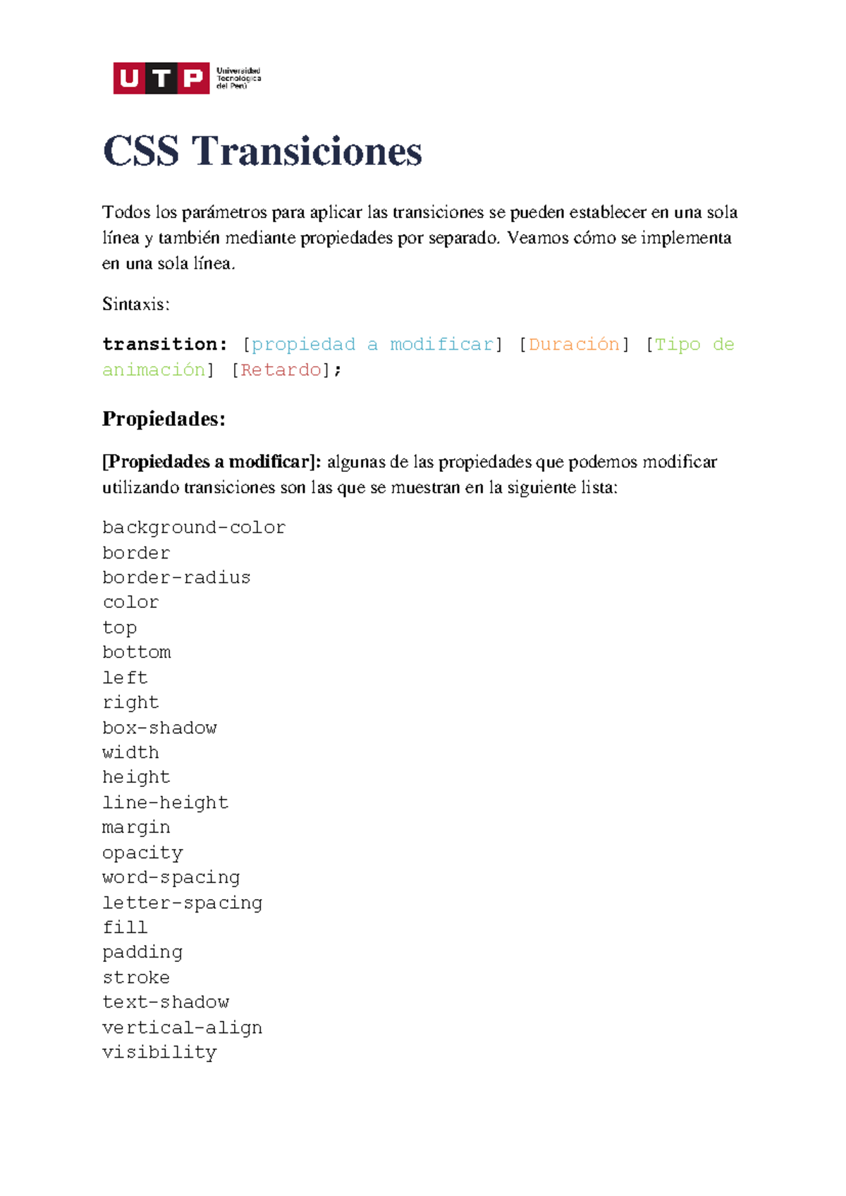 PC03 - CSS - practica calificada numero 3 - CSS Transiciones Todos los ...