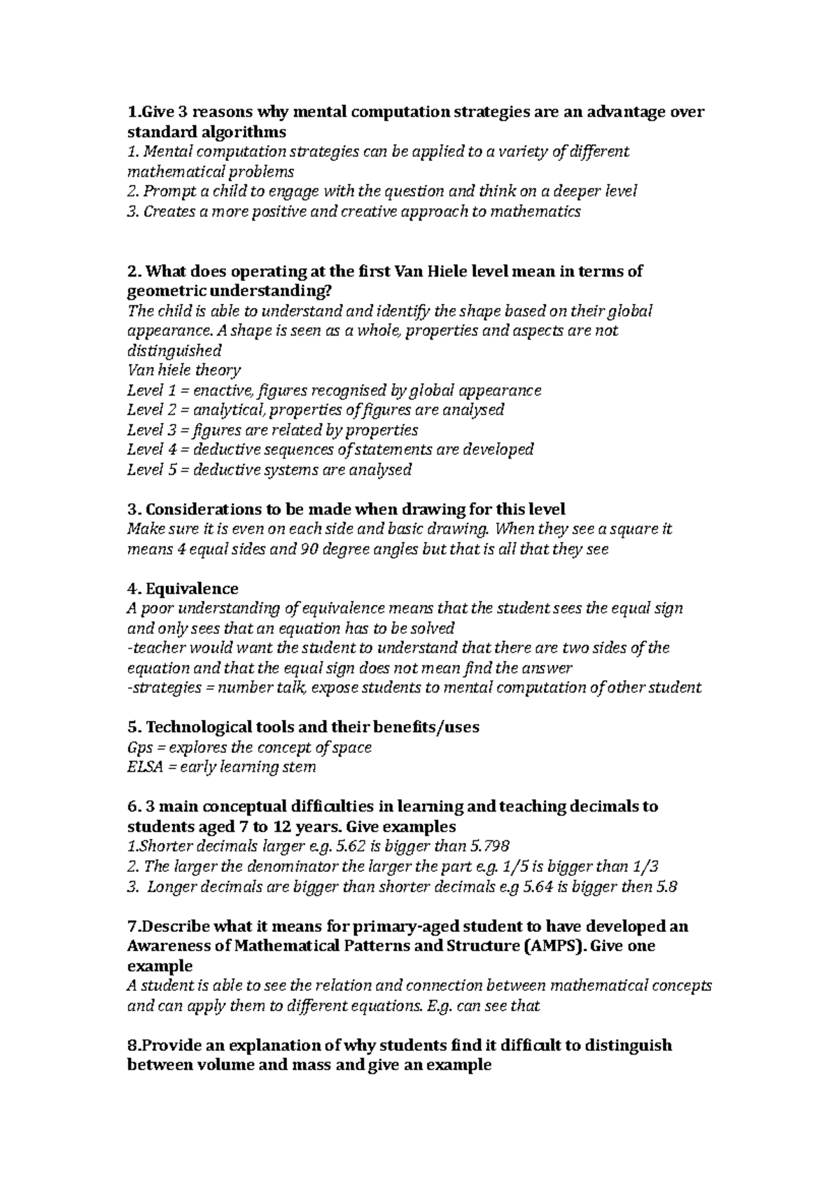 Maths practice questions - 1 3 reasons why mental computation ...