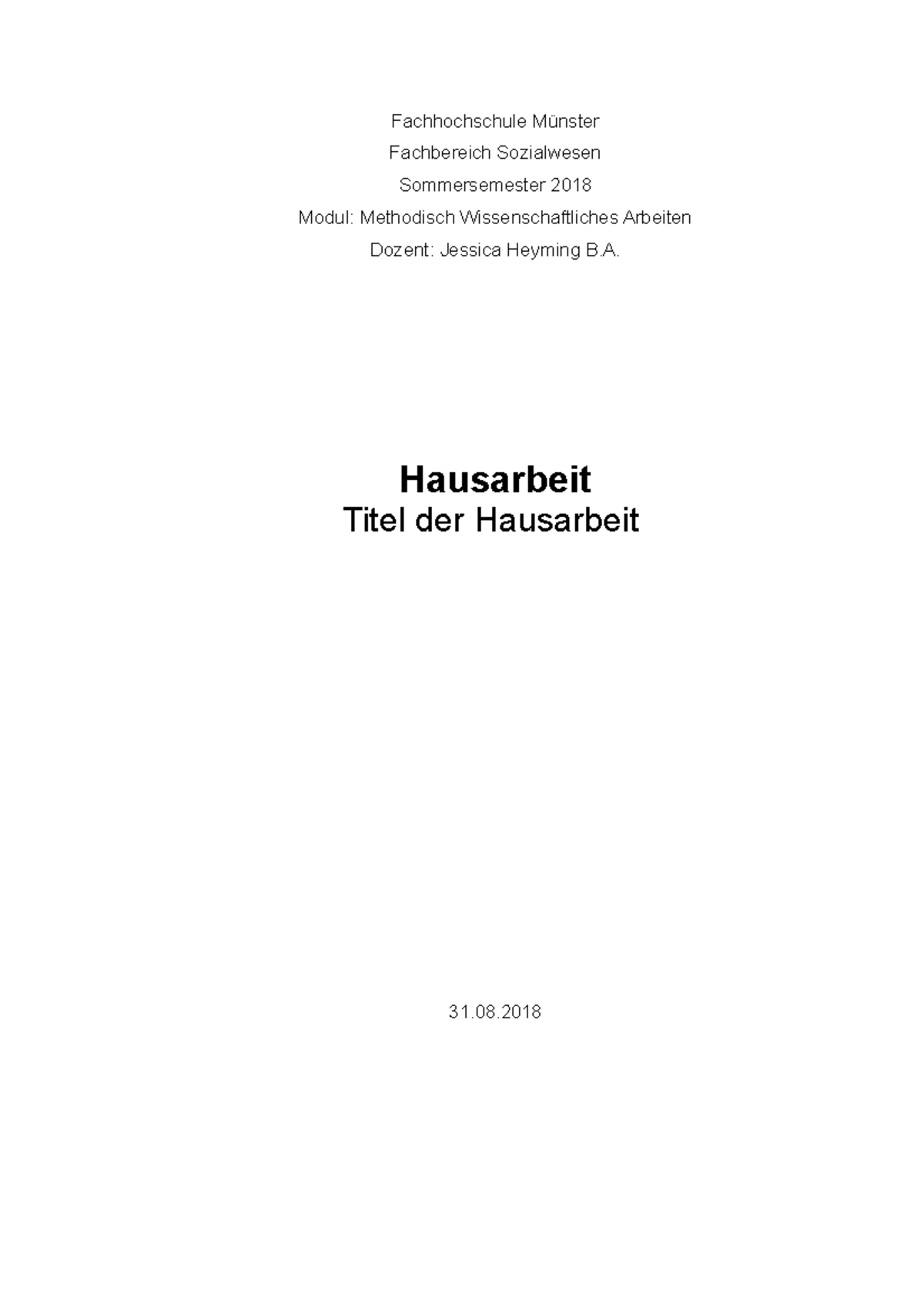 Hausarbeit 2 - Fachhochschule Münster Fachbereich Sozialwesen ...