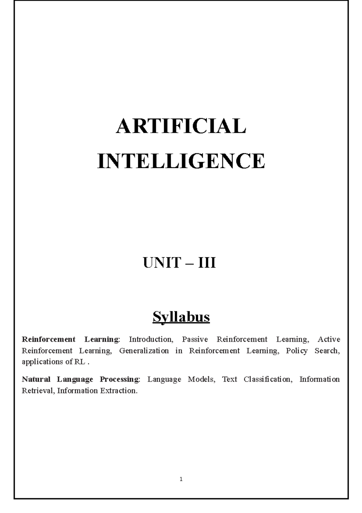 R19-AI- UNIT-III-Chapter-1 - ARTIFICIAL INTELLIGENCE UNIT – III ...
