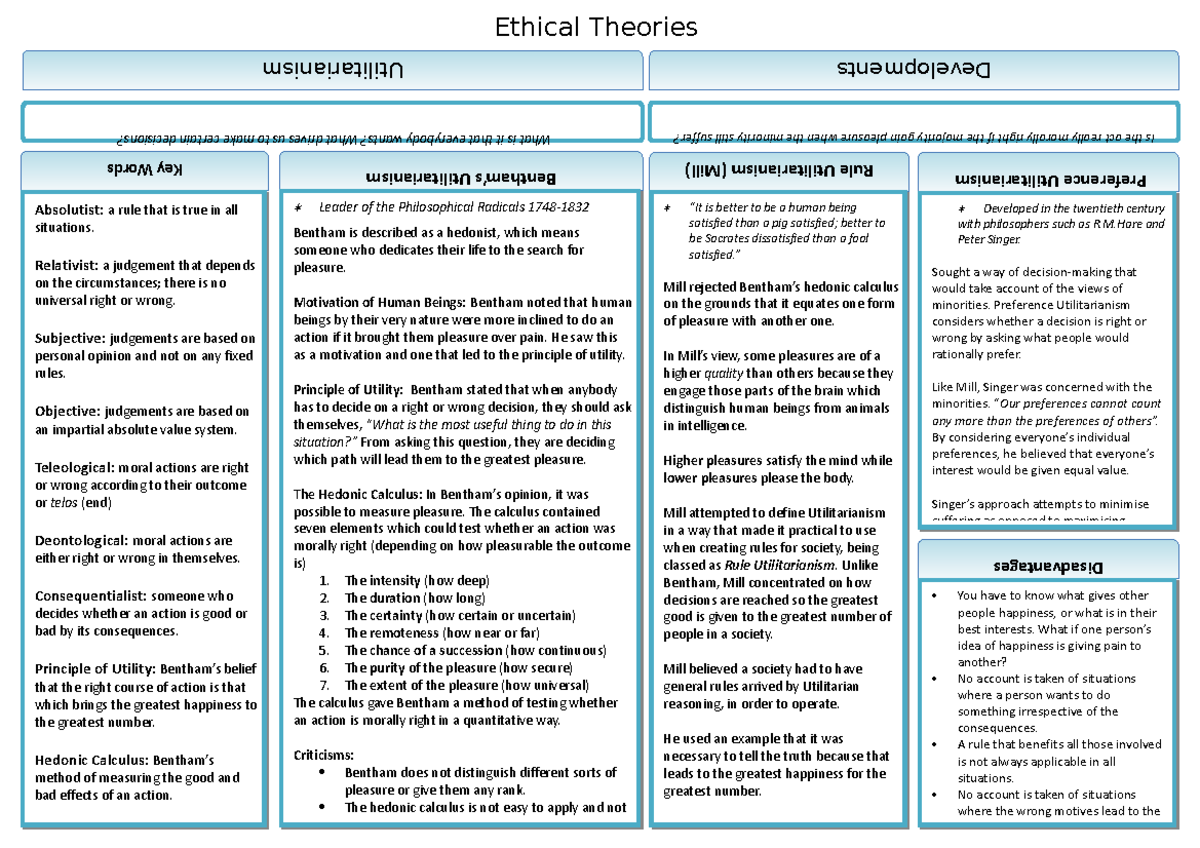 Utilitarianism and Kant Summaries - Utilitarianism What is it that ...