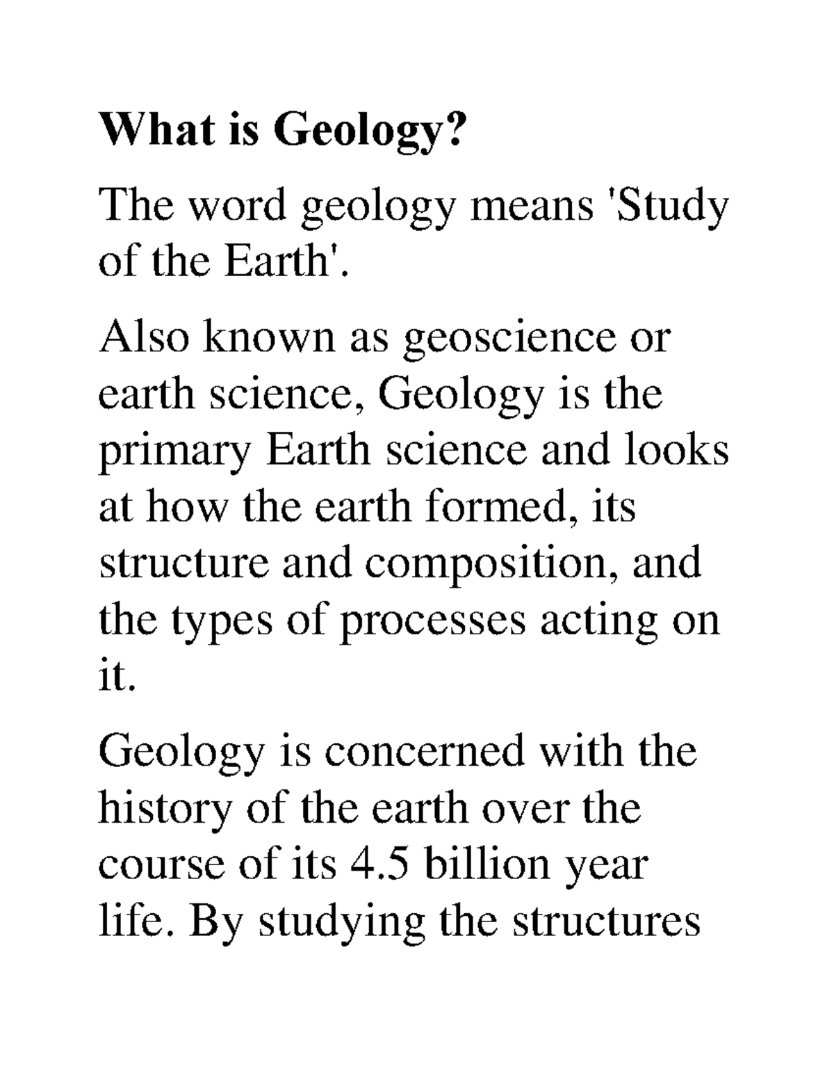 What is Geology - What is Geology? The word geology means 'Study of the ...