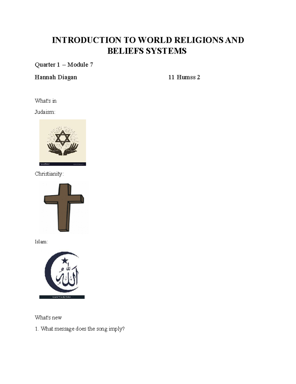 Introduction TO World Religions AND Belefs Systems - INTRODUCTION TO ...