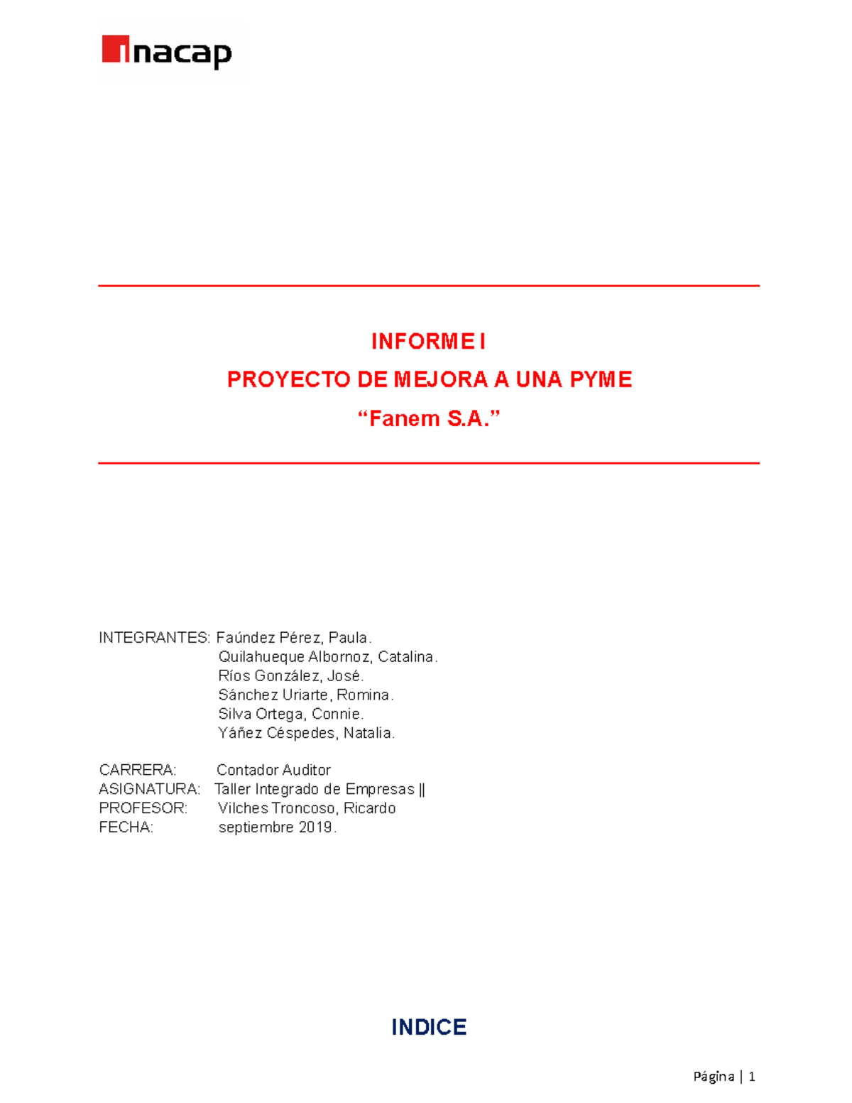 Taller integrado II Avance I - INACAP - StuDocu