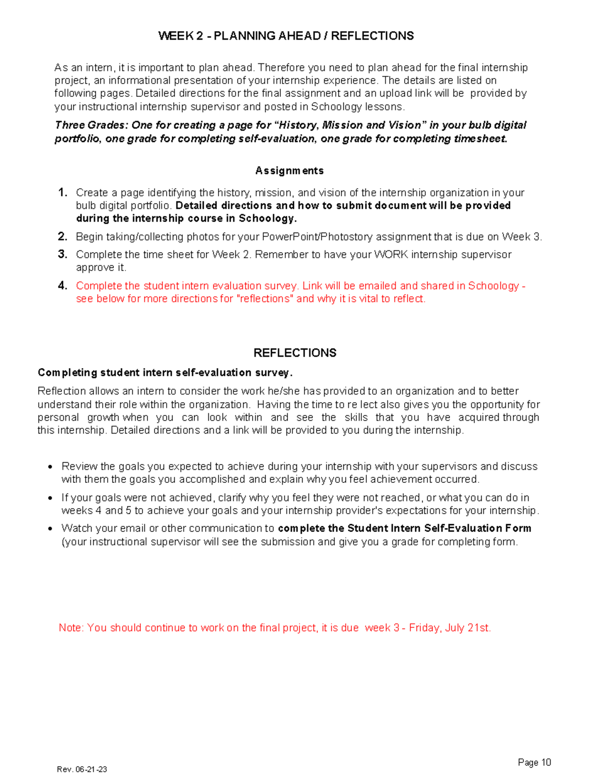 WEEK 2 Assignment PAGE - ghi - Rev. 06-21-23 Page 10 REFLECTIONS ...
