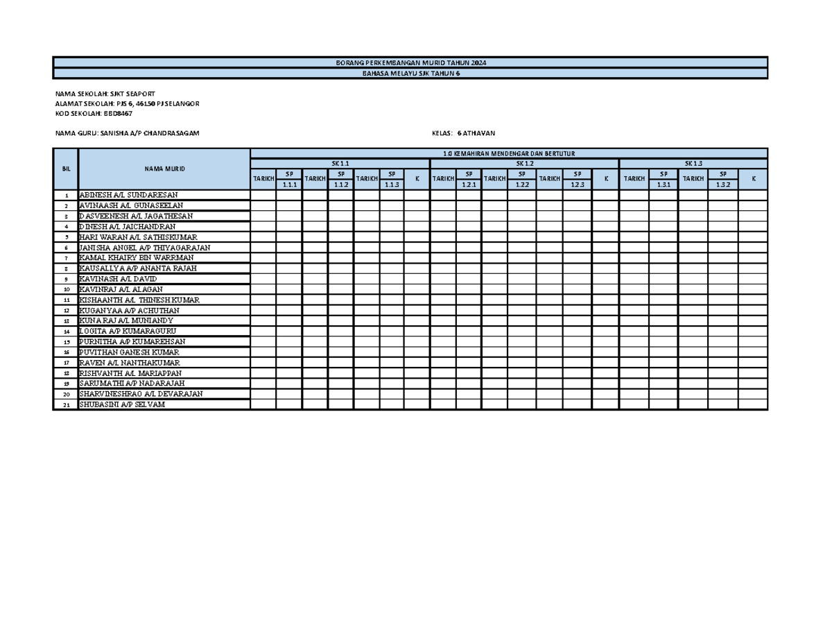 RPM 6A BM - bm tahun 6 - NAMA SEKOLAH: SJKT SEAPORT ALAMAT SEKOLAH: PJS ...