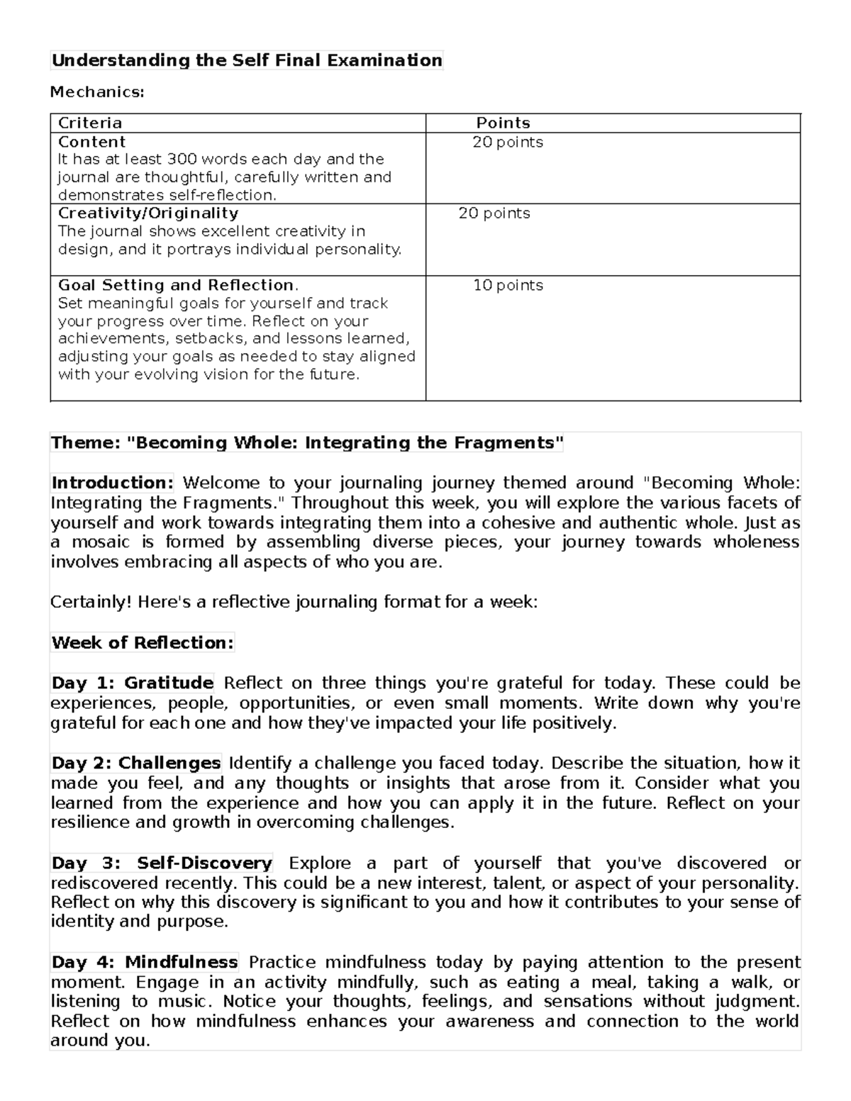 Uts-Final-Exam - Understanding the Self Final Examination Mechanics ...