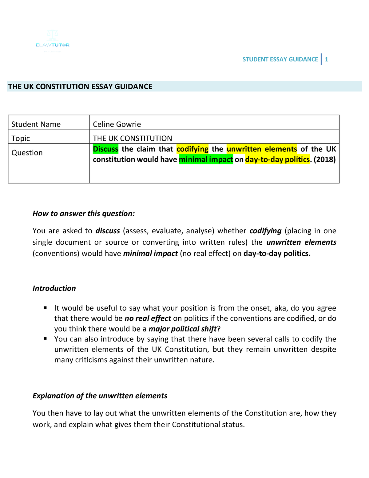 essay on uk constitution