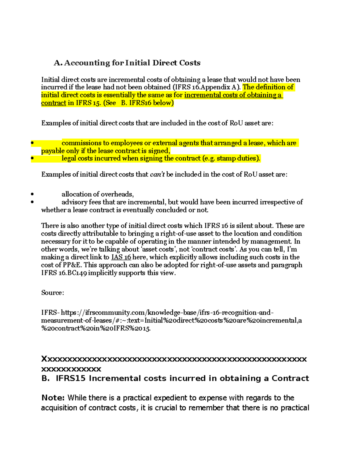 Composition Of Initial Direct Costs IDC A For Initial Direct Costs 