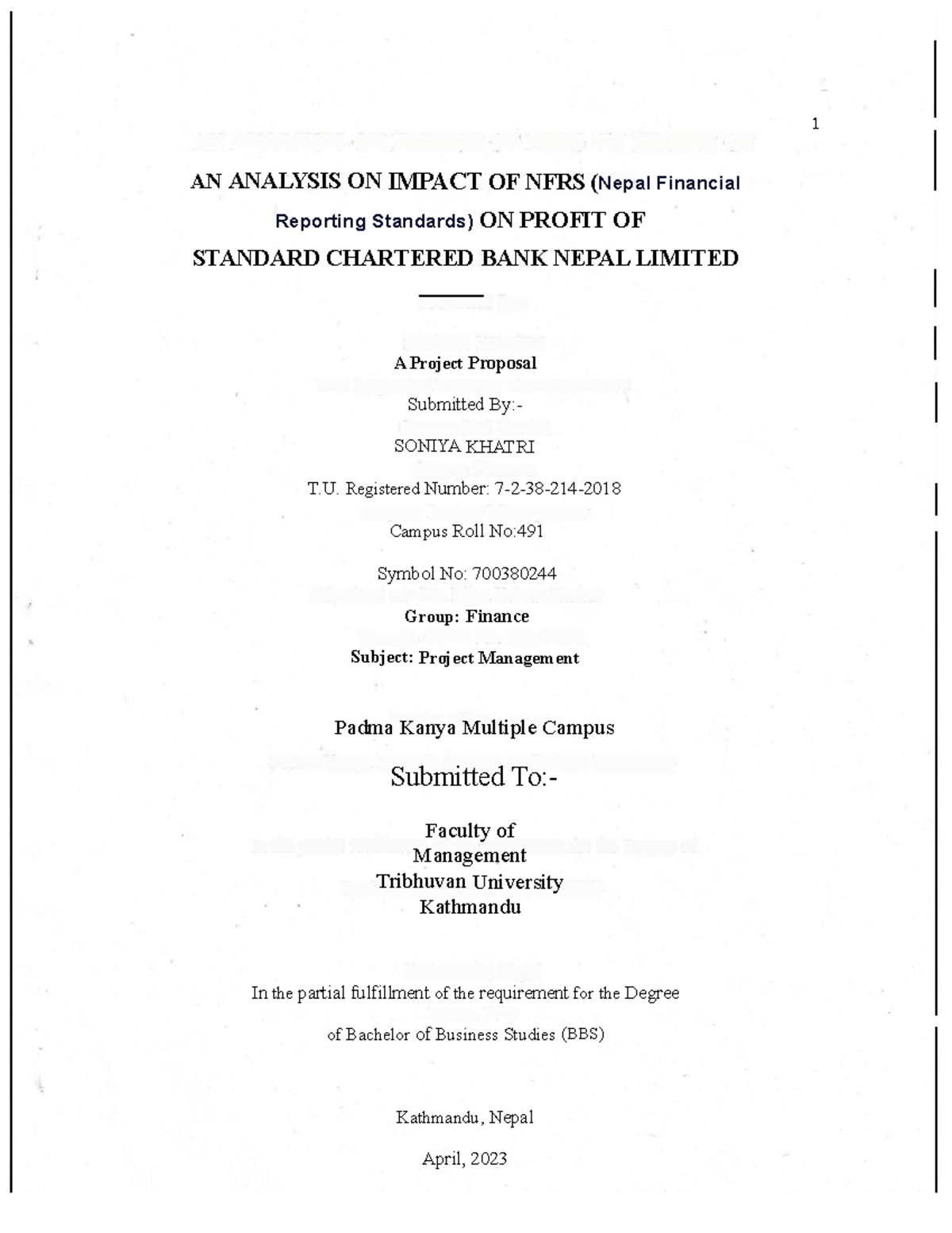 Proposal PDF Soniya - this is a best - AN ANALYSIS ON IMPACT OF NFRS ...
