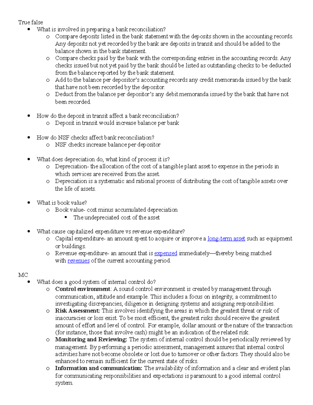 Test 3 Test 3 True False What Is Involved In Preparing A Bank 