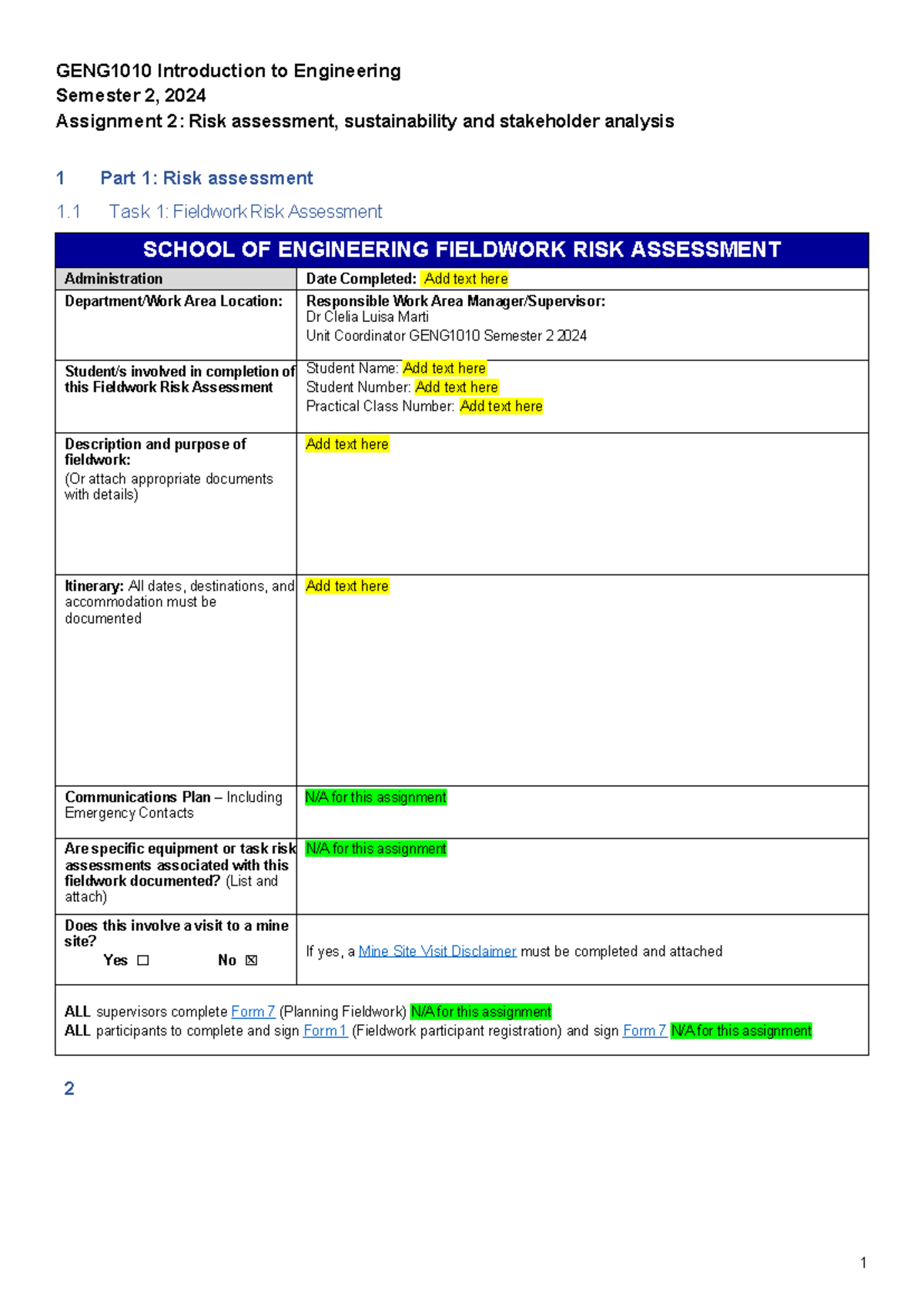GENG1010 S2 2024 Assignment 2 template - GENG1010 Introduction to ...