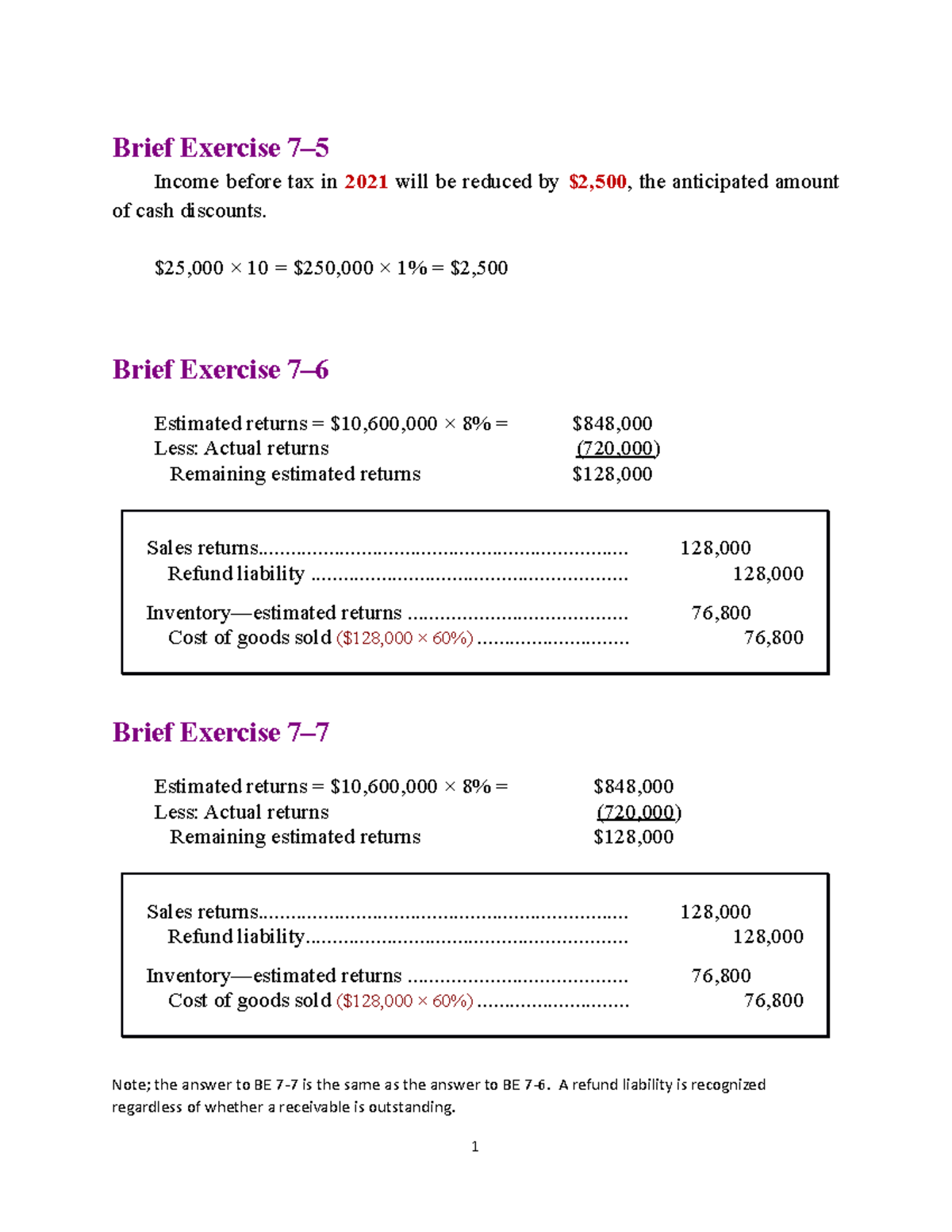 Assignment Ch7 solutions - Exercise 7– Income before tax in 2021 will ...