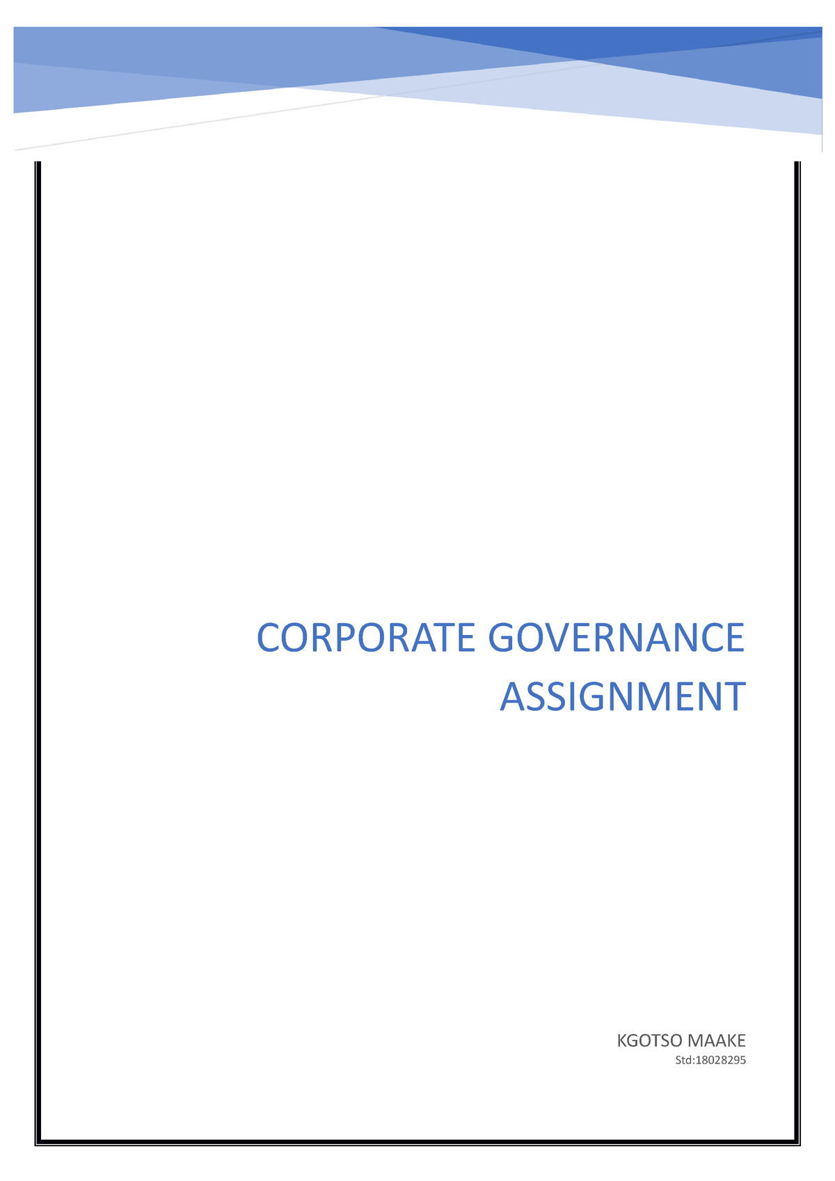 corporate governance assignment sample