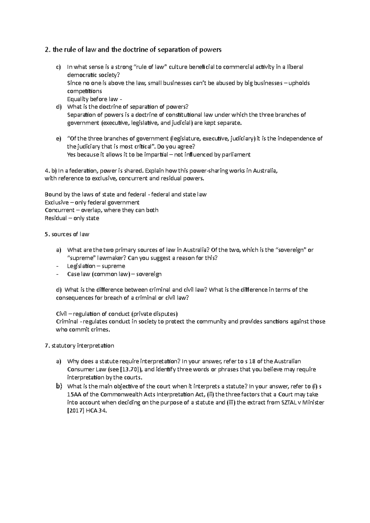 Week 2 activity - 2. the rule of law and the doctrine of separation of ...