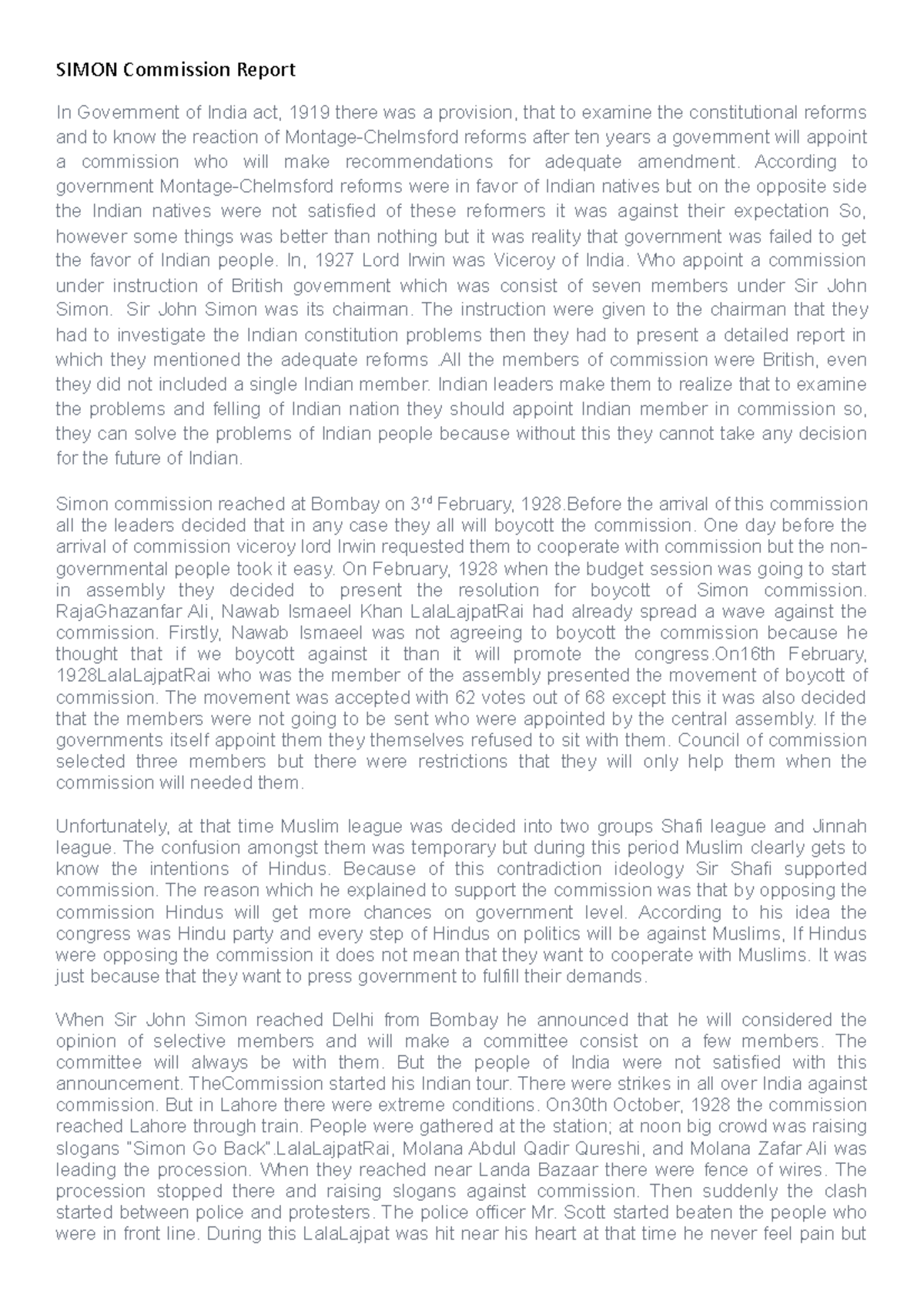 Genesis of Pakistan - SIMON Commission Report In Government of India ...