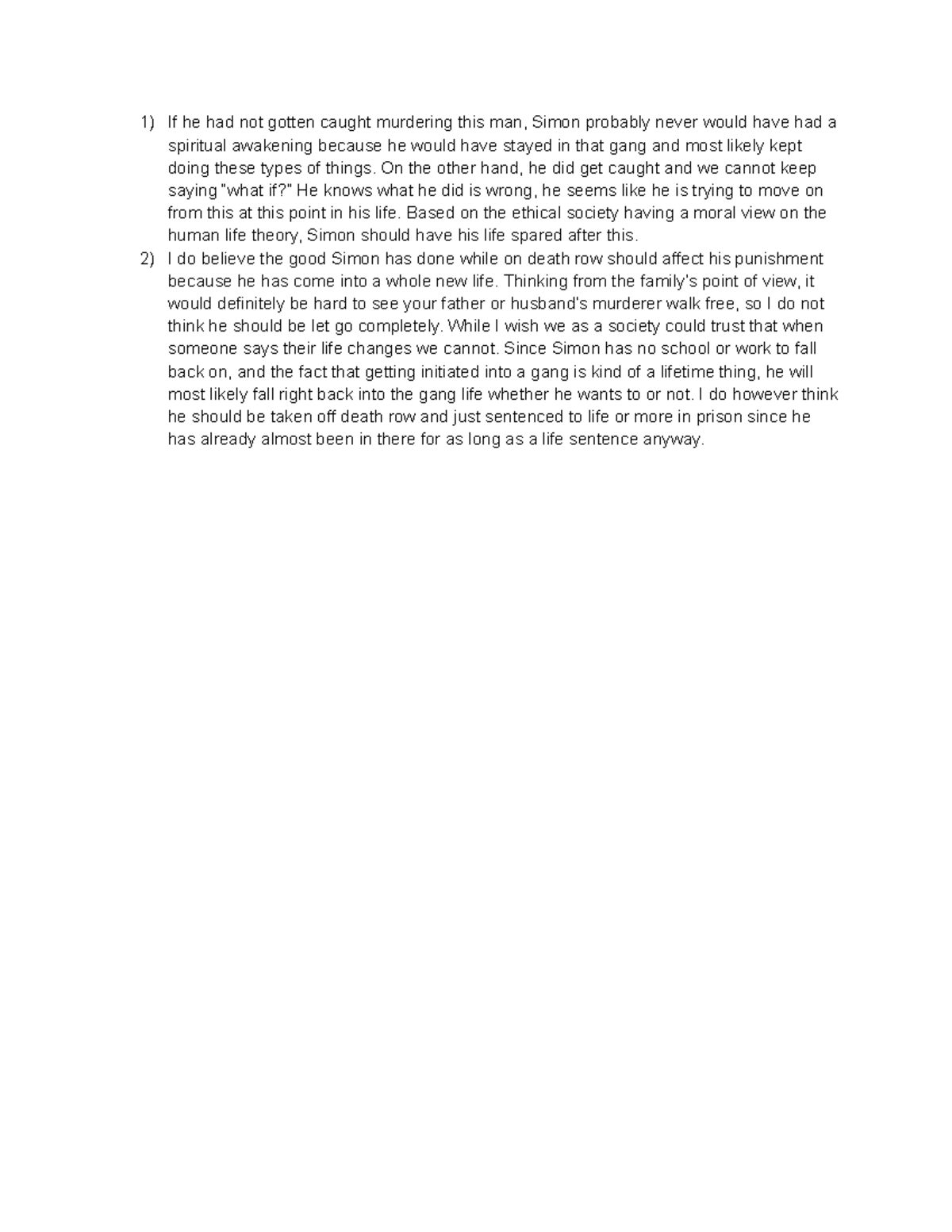 Ethics case study - worksheets for this class with miss Slaughter - If ...