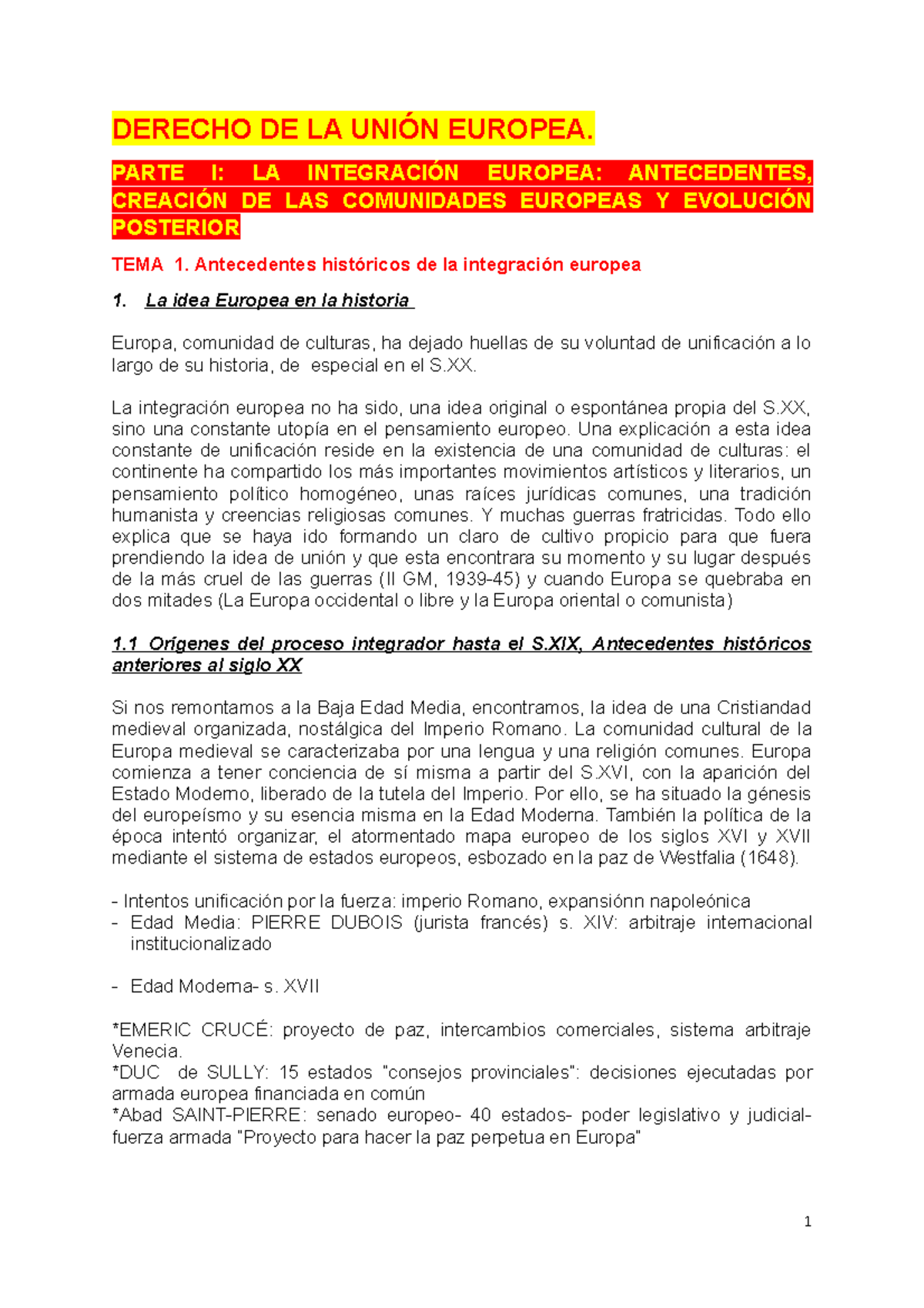 Dº UNIÓN EUROPEA APUNTES COMPLETOS - DERECHO DE LA UNIÓN EUROPEA. PARTE ...