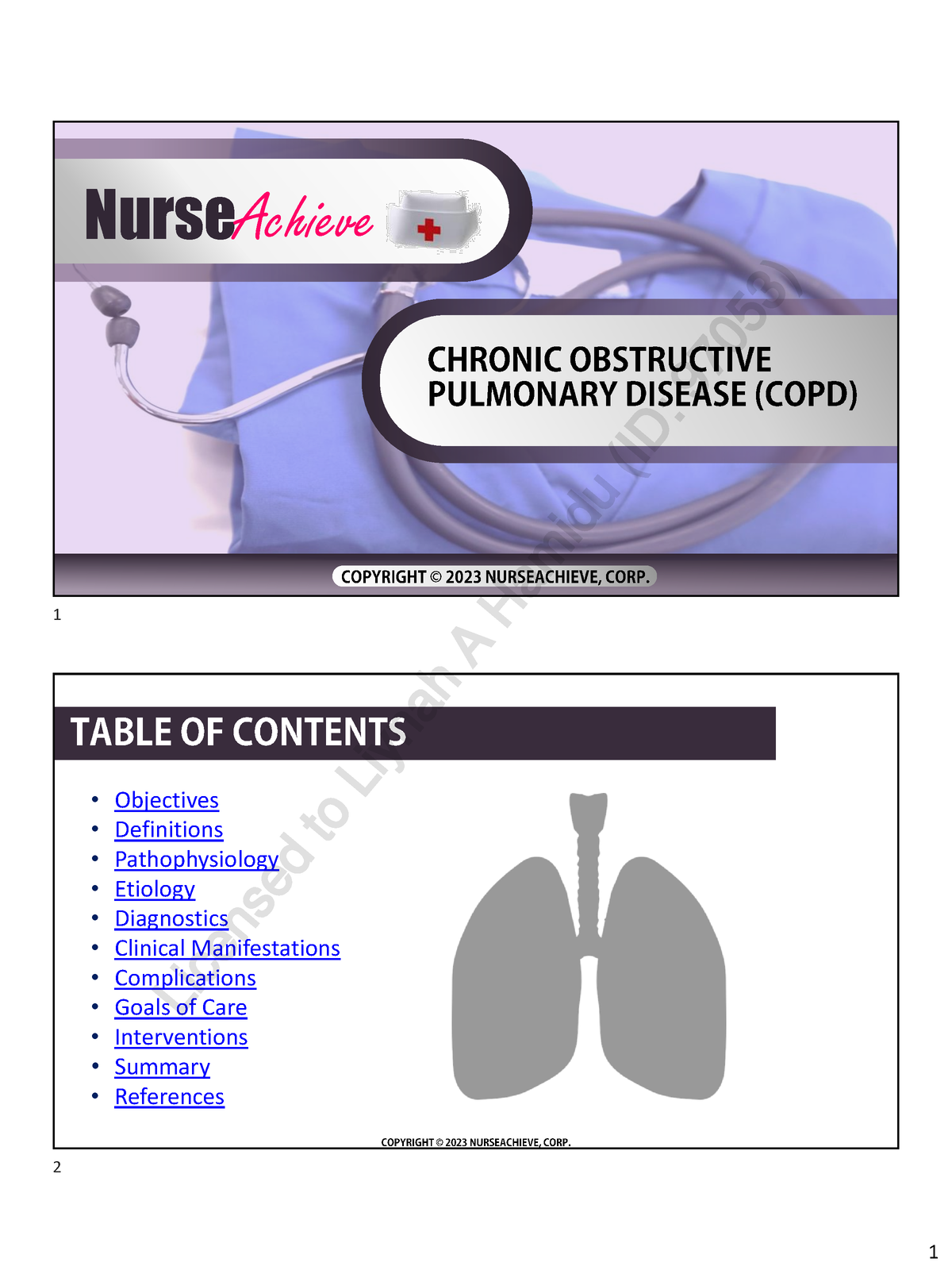 Chronic Obstructive Pulmonary Disease - NurseAchieve 0 • Objectives ...