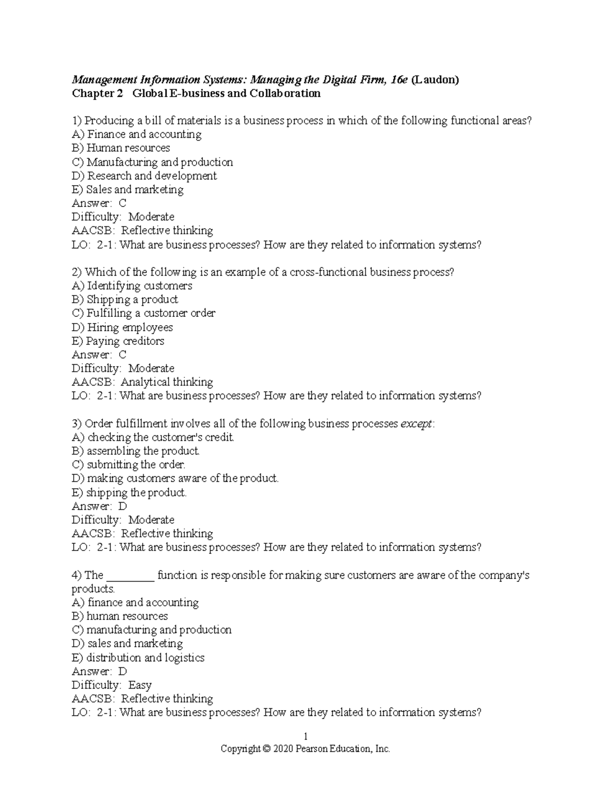 Chapter 02 include MCQ and questions Management Information Systems