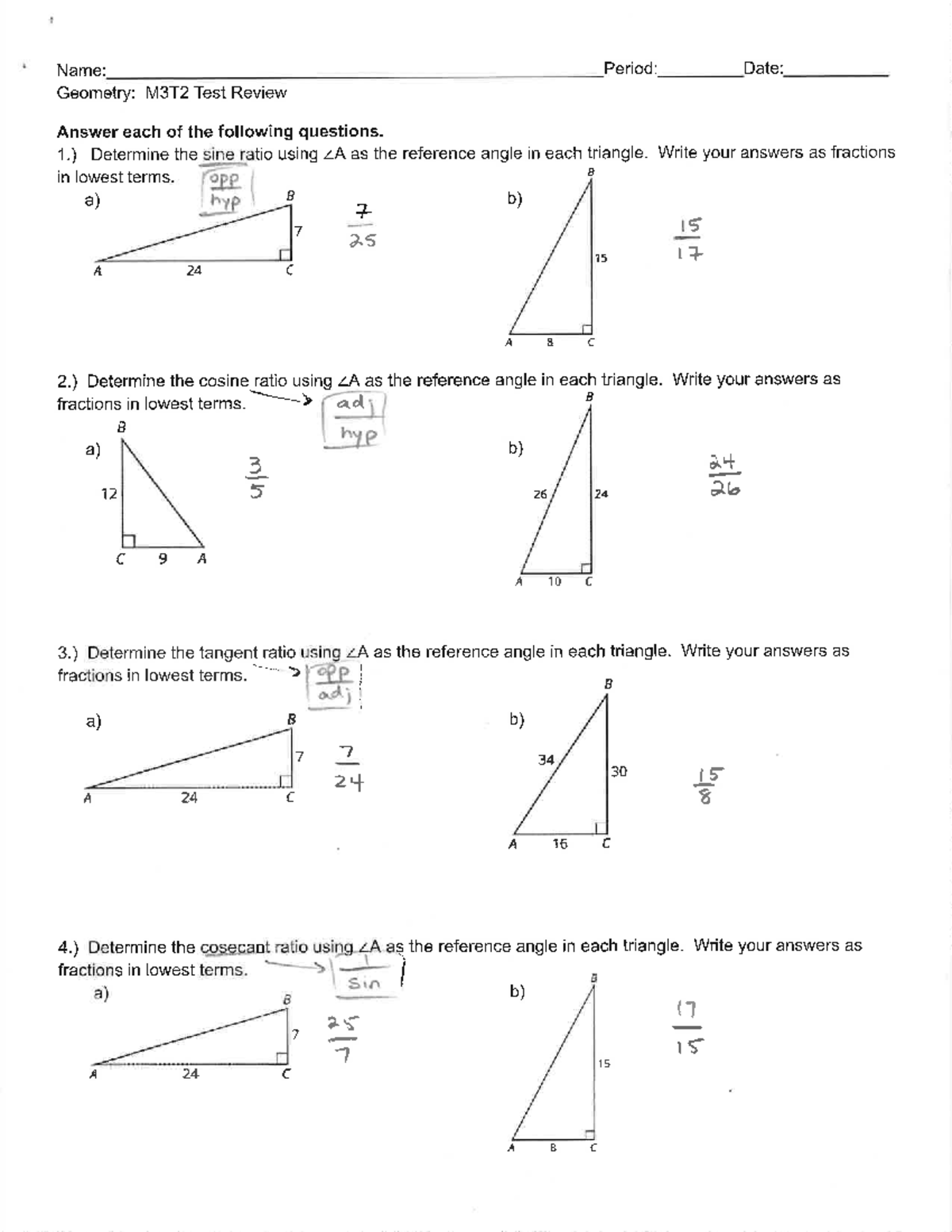 Trig Test Review KEY - Idk - Studocu