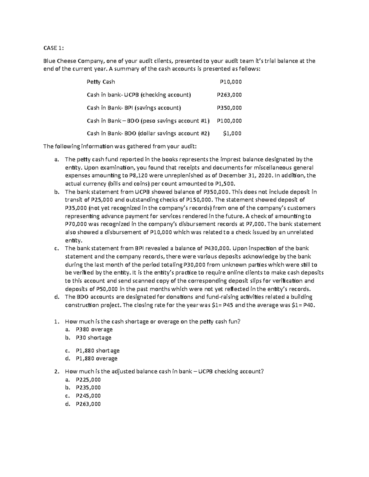 Scribfree - Practice Exercises - Case 1: Blue Cheese Company, One Of 