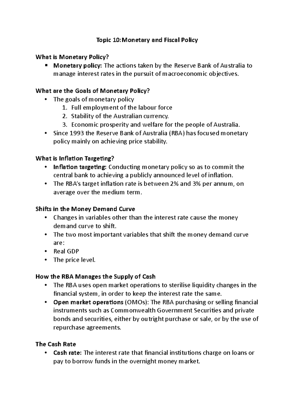 Topic and Fiscal Policy What are the Goals of