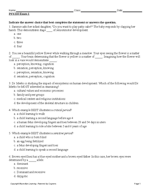 PSY210 Exam 2 Answers - PSY210 Exam 2 Indicate The Answer Choice That ...