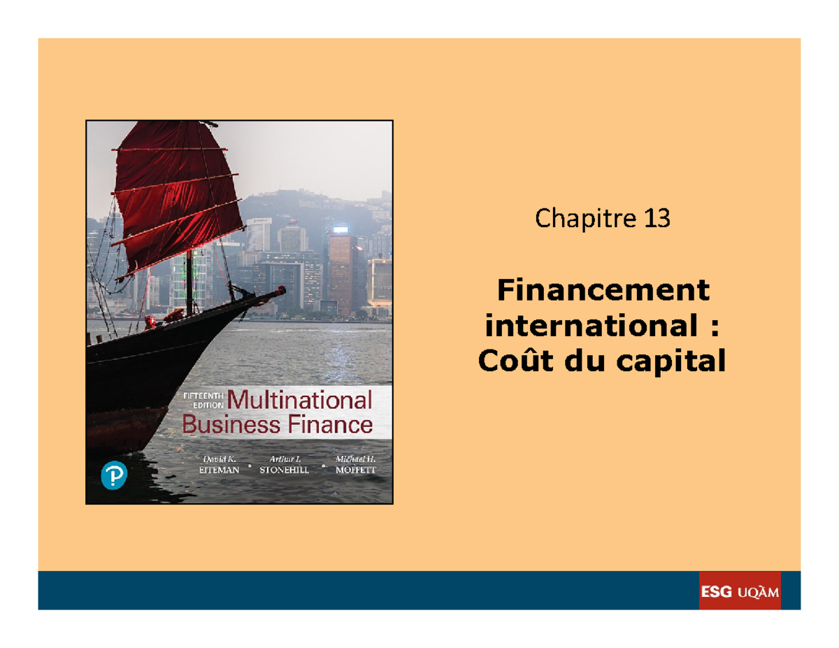 FIN5580 H2021 Ch13-avec-notes - Chapitre 13 Financement International ...