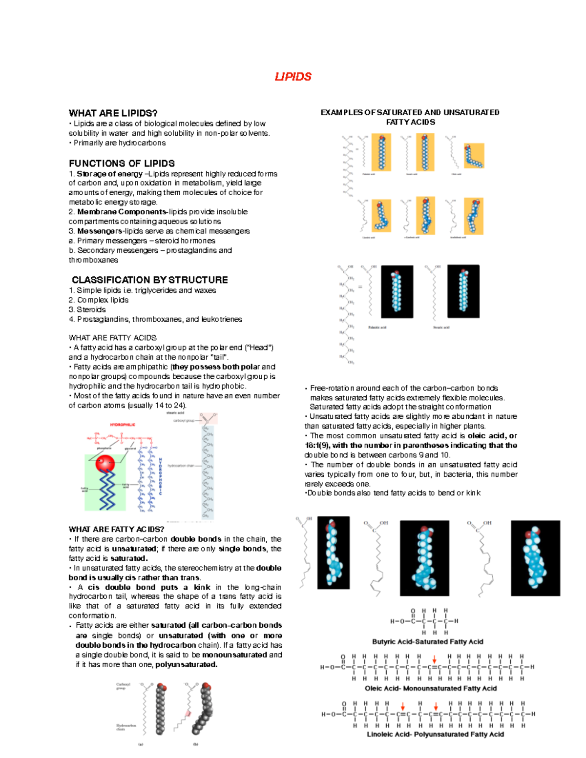 Lipids LEC - LIPIDS WHAT ARE LIPIDS? Lipids are a class of biological ...