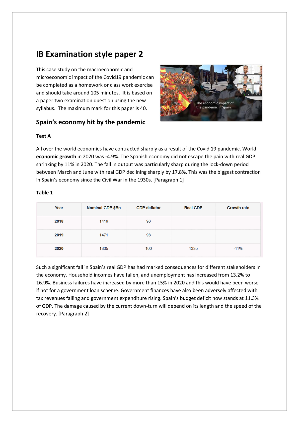 economy of spain research paper