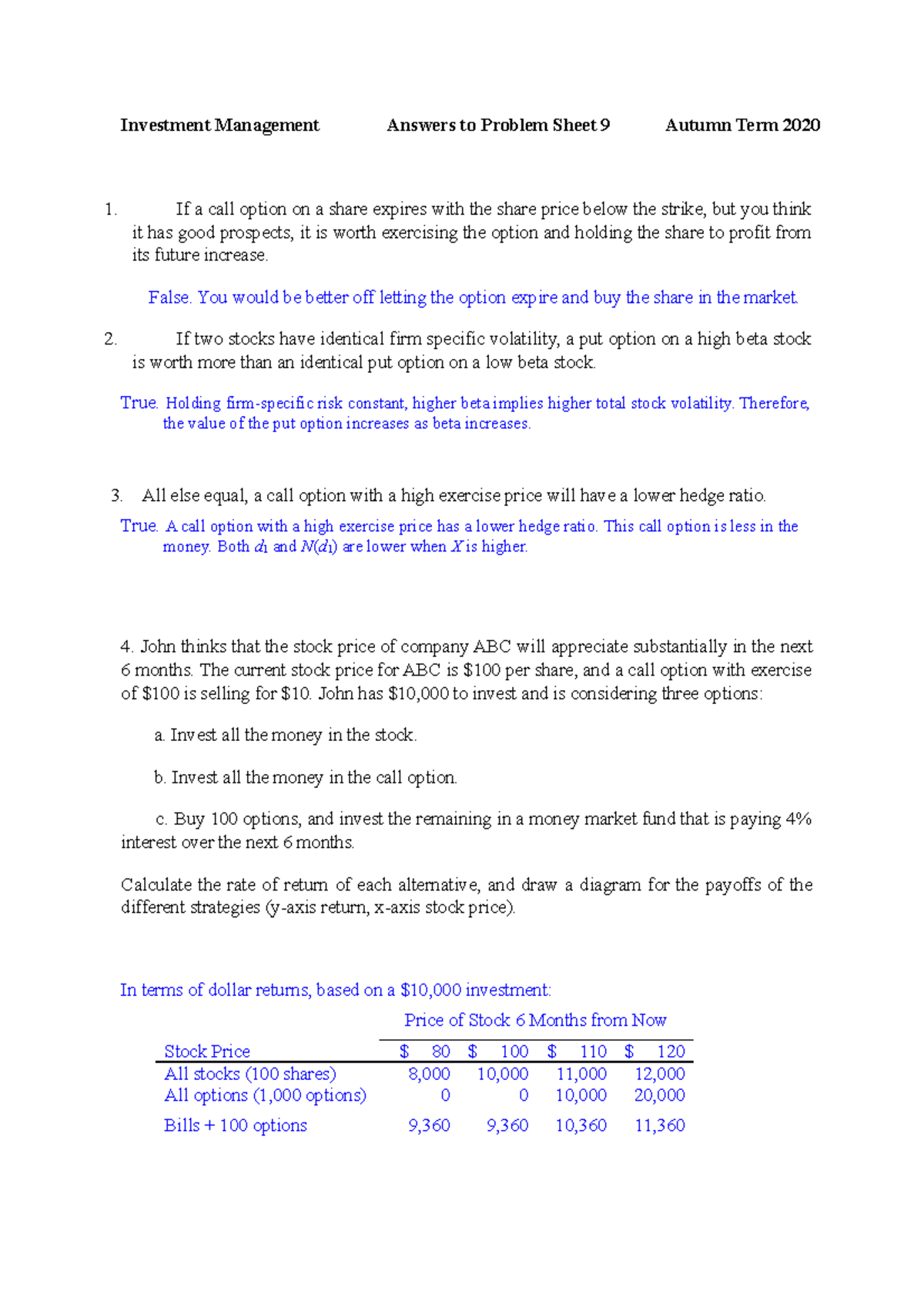 Answers-to-Problem-Set-9 TP - Investment Management Answers To Problem ...