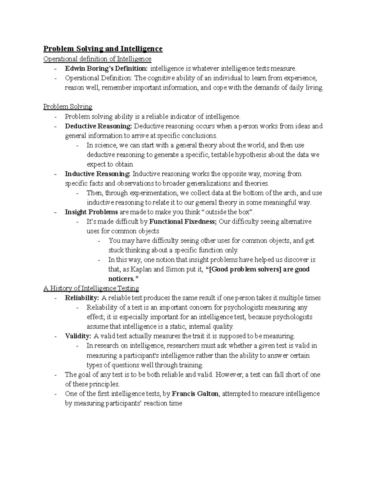 Problem Solving and Intelligence - Problem Solving and Intelligence ...