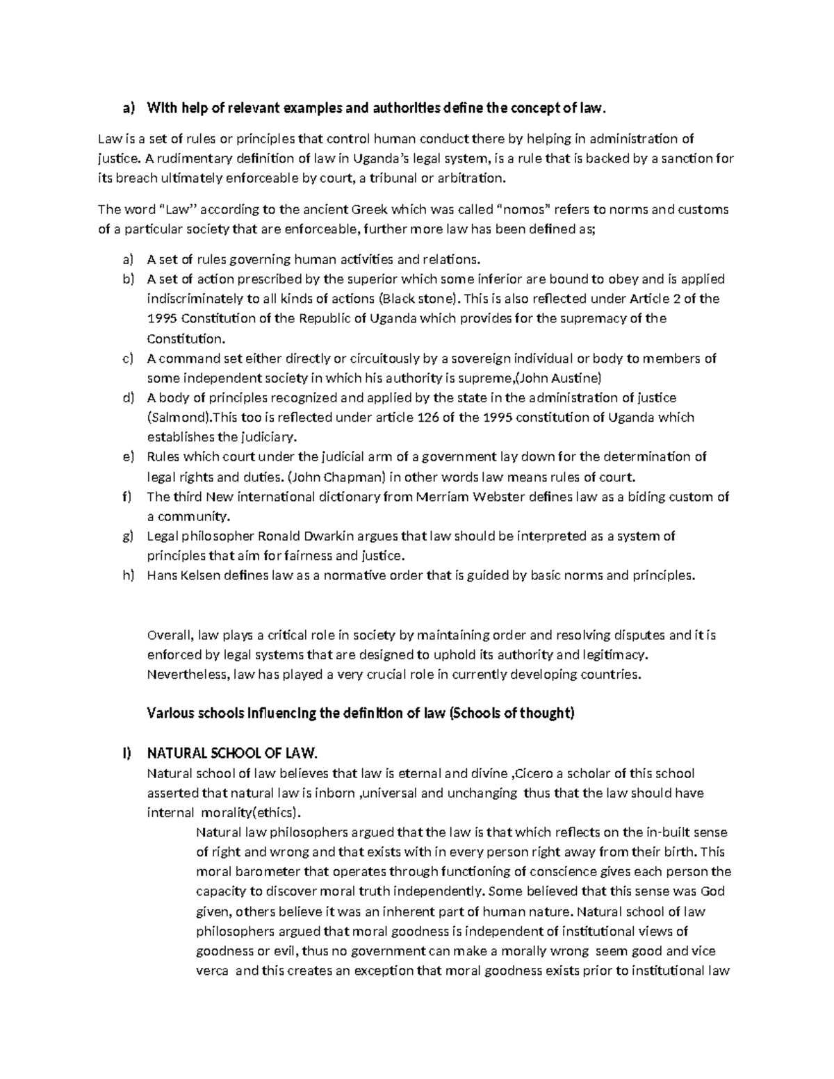 Introducing law - yes - a) With help of relevant examples and ...
