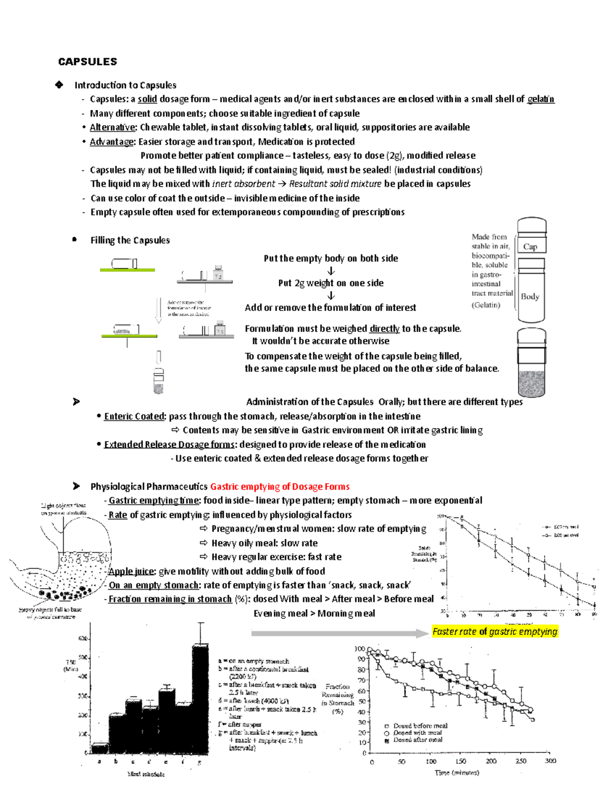 PharmceuticⅠ Note for Exam 2 #7-11 - CAPSULES Introduction to Capsules ...